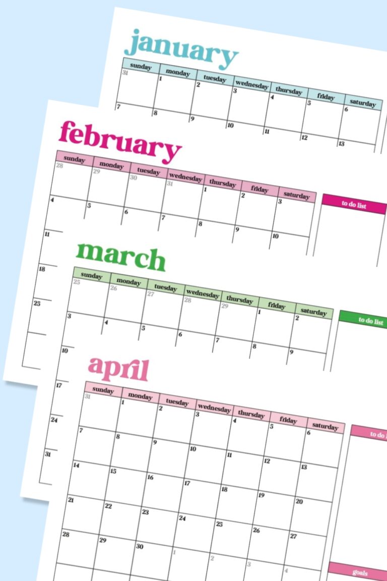 Free Printable Monthly Calendar for 2024