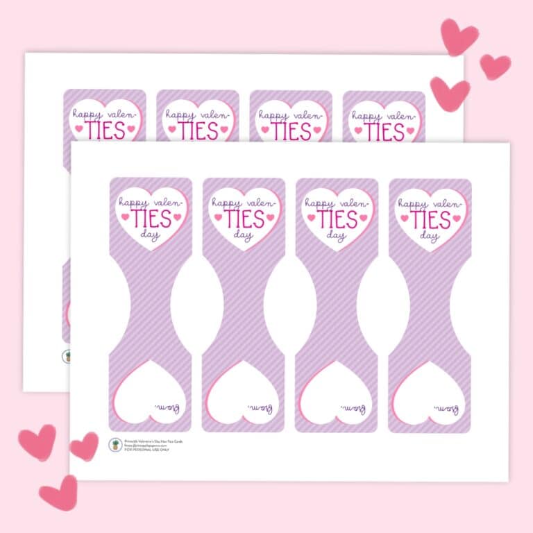 Free Printable Hair Tie Valentine Cards