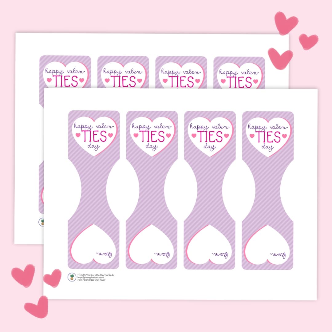 free printable hair tie valentines