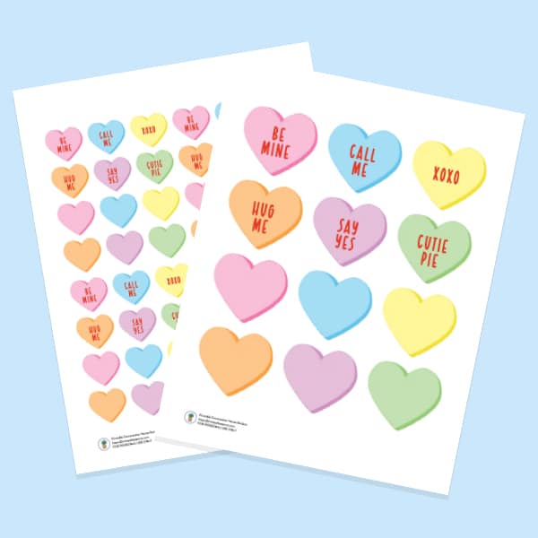 free printable conversation hearts sticker sheets