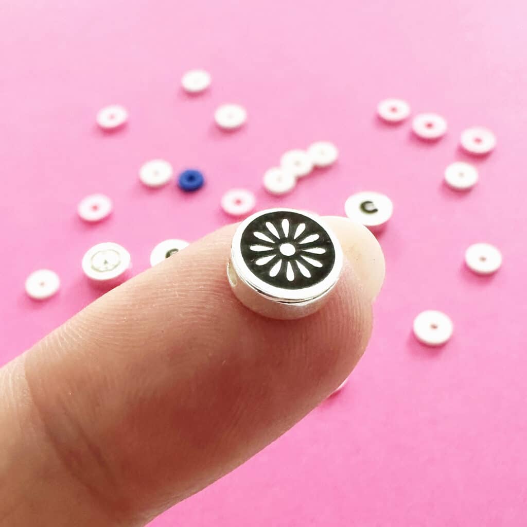 engraved bead with xtool f1 close up view
