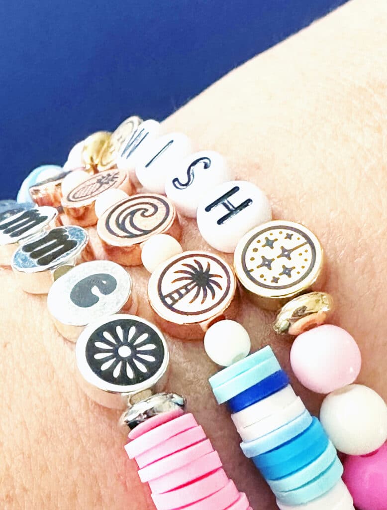 engraved beads with xtool f1 on friendship bracelets