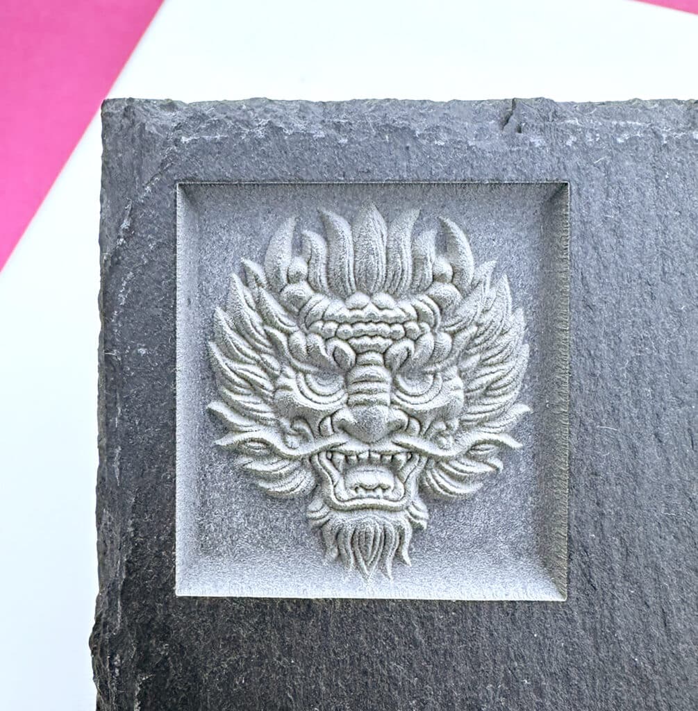 3d embossing engraved in slate coaster by xtool f1 ultra