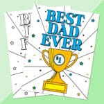 printable father's day coloring page on green background