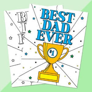 printable father's day coloring page on green background