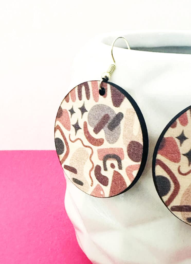 print then cut wood patterned earrings made with xtool m1 ultra