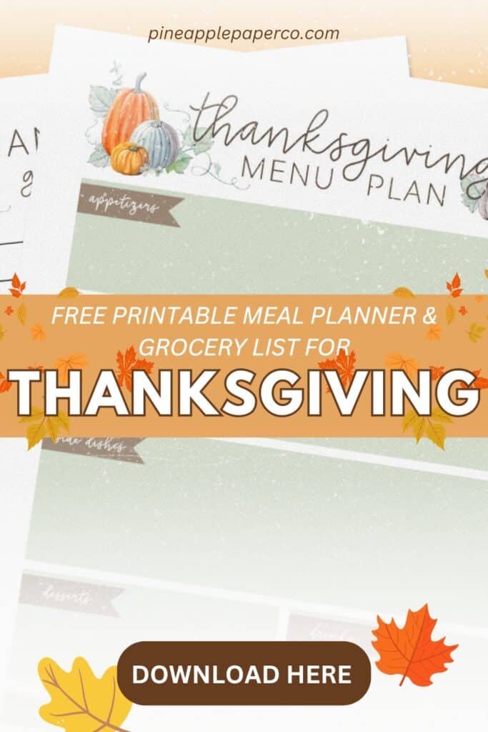 thanksgiving menu plan free printable