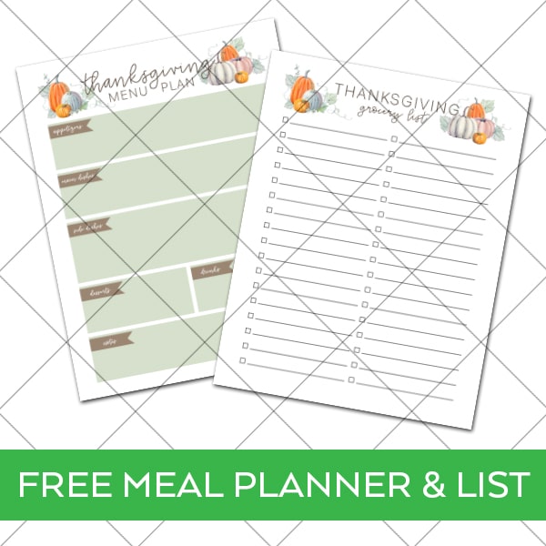 free meal planner and grocery list printables for thanksgiving