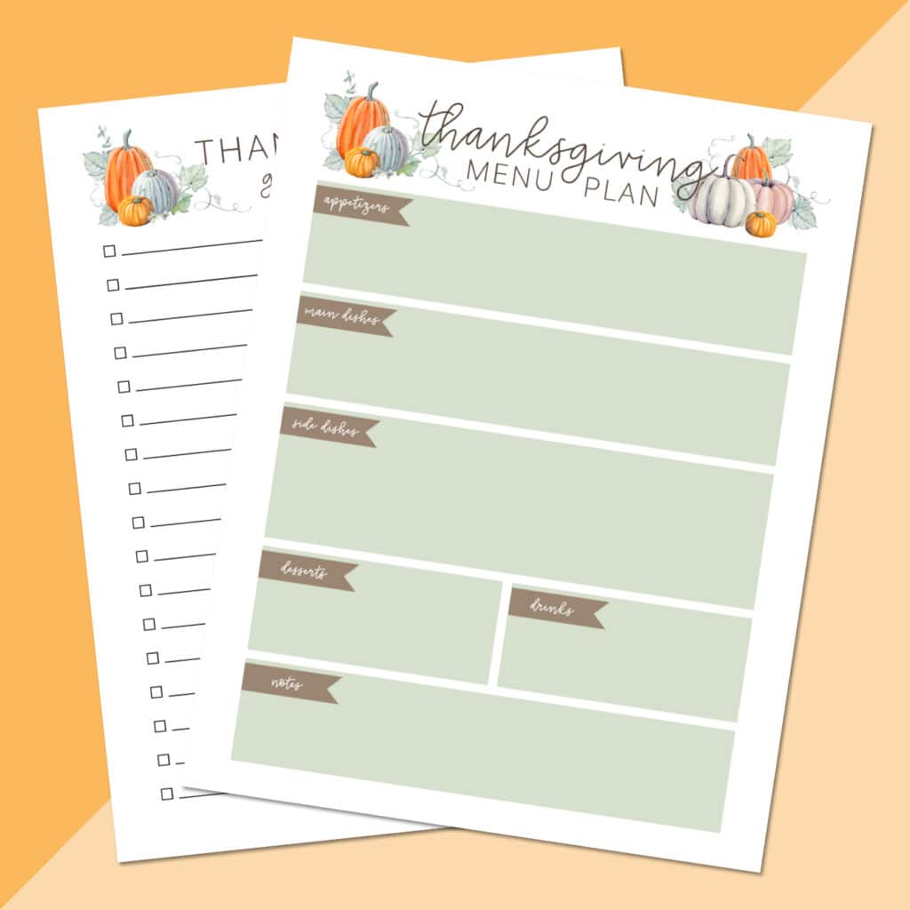 free printable thanksgiving meal plan and grocery list