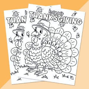 turkey coloring page printable on orange background