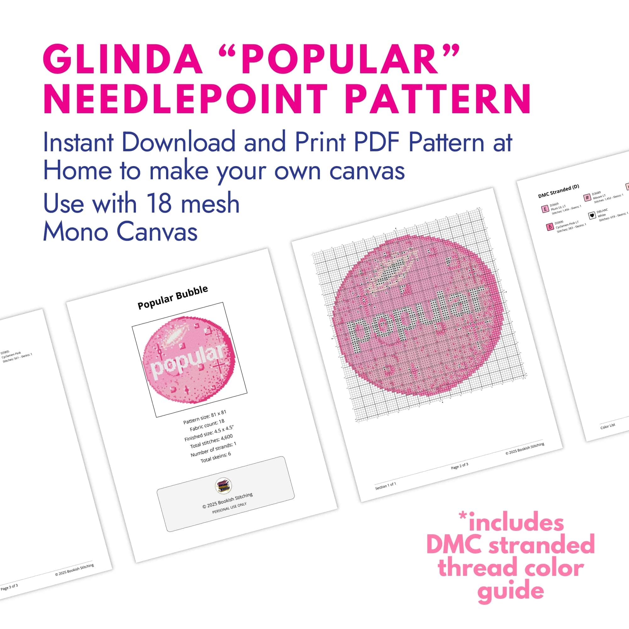 Wicked Glinda Bubble Digital Needlepoint Pattern - Image 3